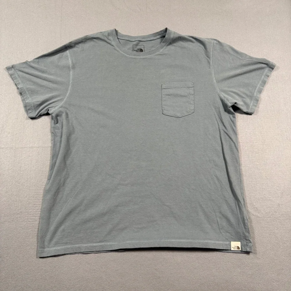 The North Face Mens XL Short Sleeve Pocket T-Shirt Faded Blue Slate Gray Tee